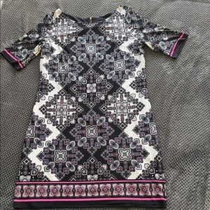 Eliza J Black and Pink Patterned Mini Dress
